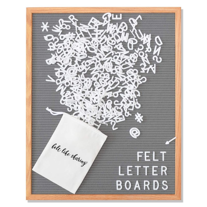 Felt Like Sharing Letter Board (Gray Felt - 16â€x20â€) â€“ Changeable Message Board with 3 Sets of Felt Board Letters for Home, Office & Aesthetic Room Decor â€“ Wall Letterboard Signs In Oak Frame - Image 1